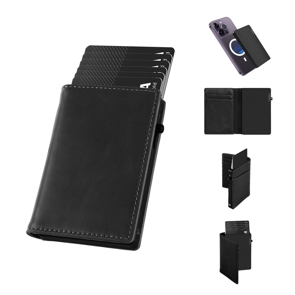 Portofel Aluminiu cu Husă Genuine Leather — Slim pentru Bărbați