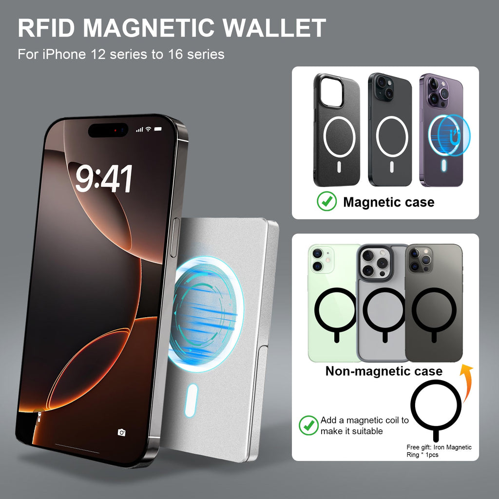 Portofel MagSafe RFID Slim cu Stand Reglabil — Pop-Up Magnetic