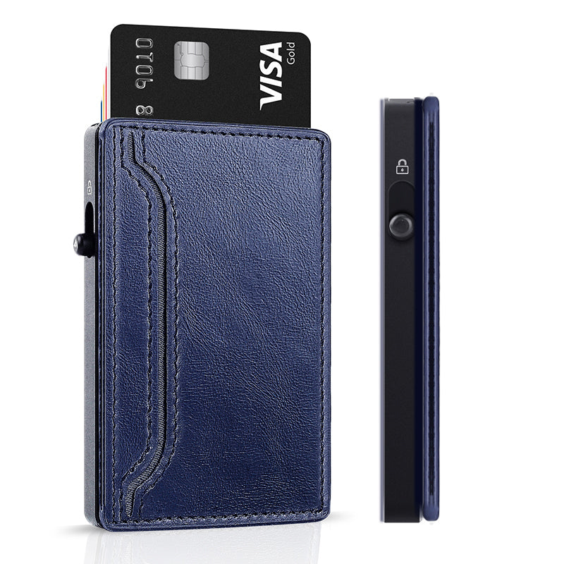 Portofel Pop-Up Aluminiu cu Husă PU Leather — RFID Slim