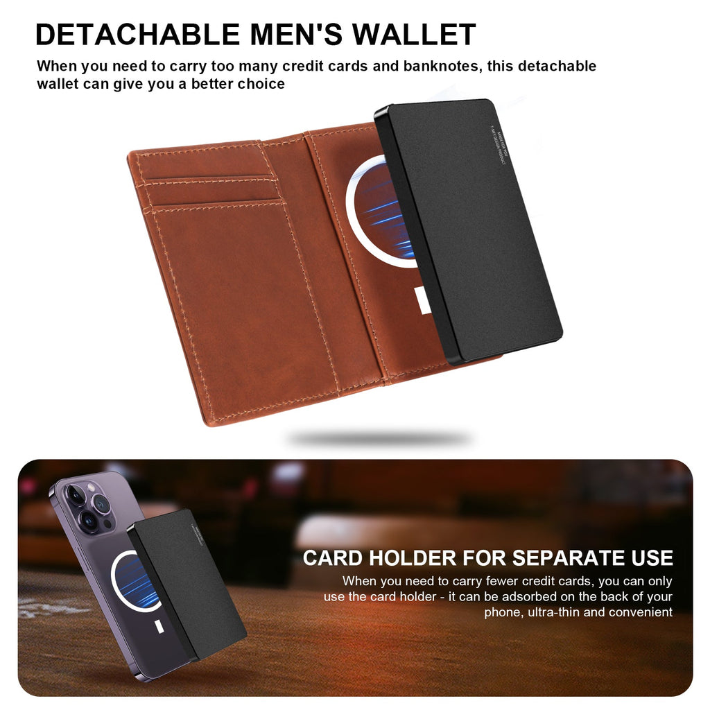 Portofel Aluminiu cu Husă Genuine Leather — Slim pentru Bărbați