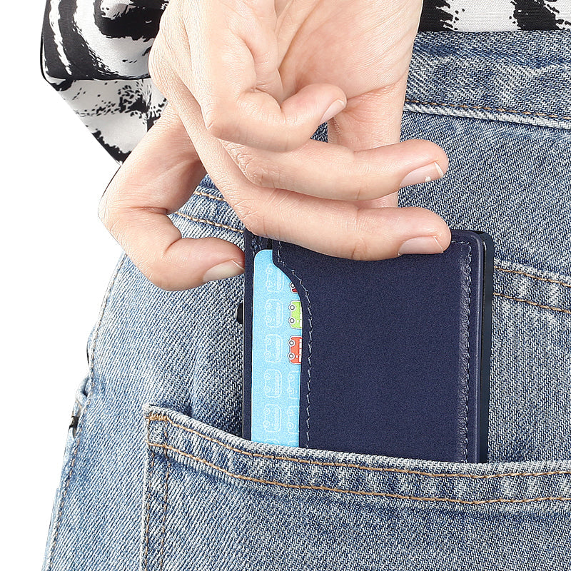 Portofel Pop-Up Aluminiu cu Husă PU Leather — RFID Slim