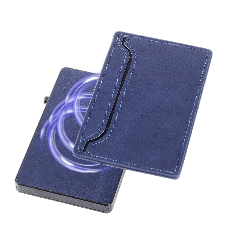 Portofel Pop-Up Aluminiu cu Husă PU Leather — RFID Slim