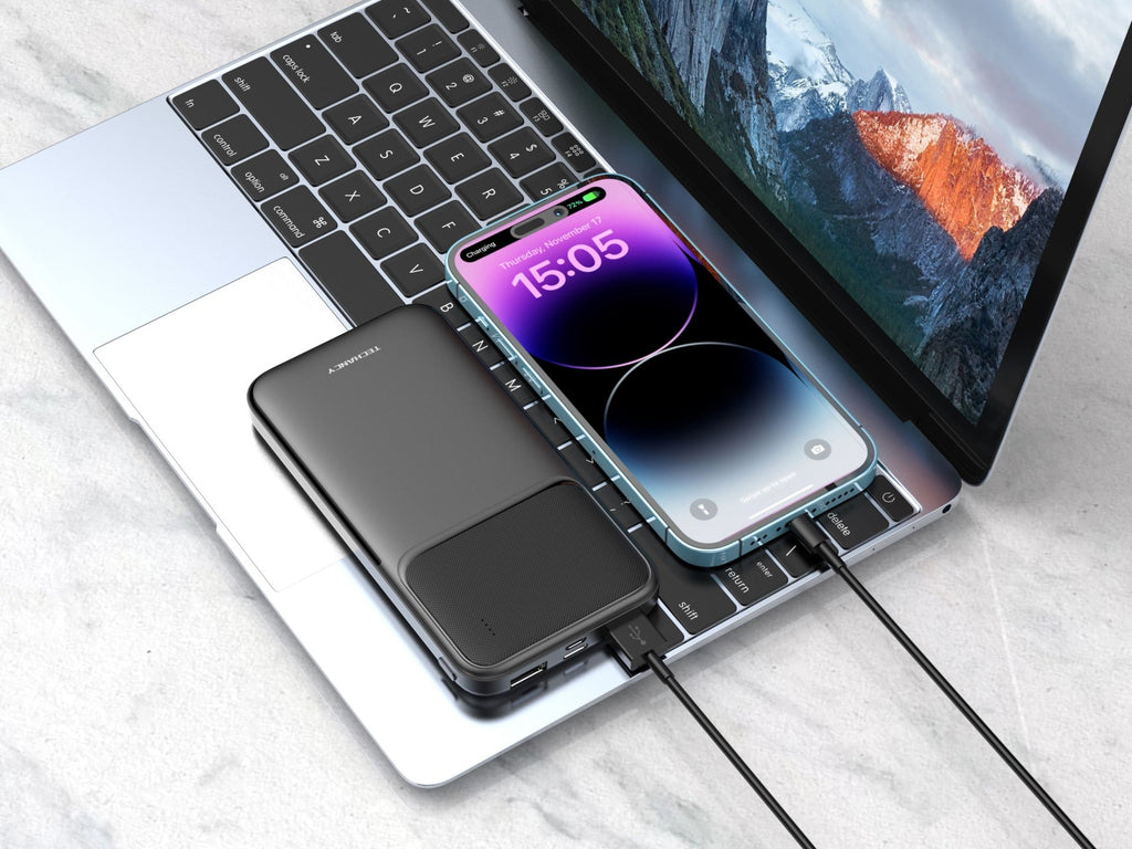 Techancy Power Bank 10000 mAh TF2781 Negru — Încărcare Rapidă 10W pentru Smartphone și Tabletă