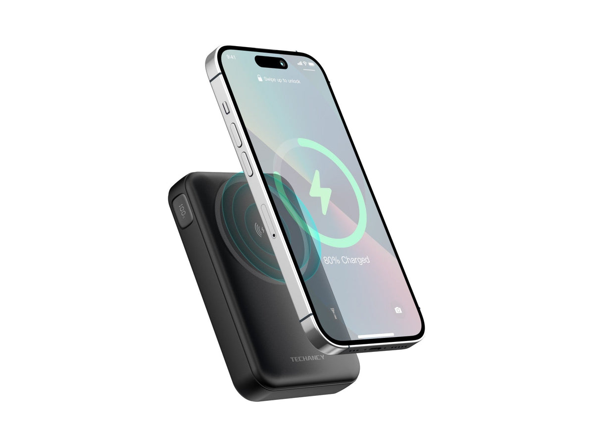 Techancy Power Bank Magnetic TF2786 10000 mAh — Încărcare Wireless 15W, PD 20W, Compatible MagSafe, Ecran LED